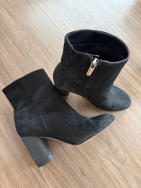 Sam Edelman Black Suede Ankle Booties with Side Zip